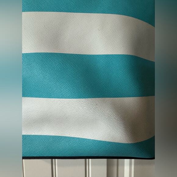 MICHAEL KORS 🩵 Blue & White Striped Shoulder Canvas Tote, Gold Logo - Picture 8 of 15